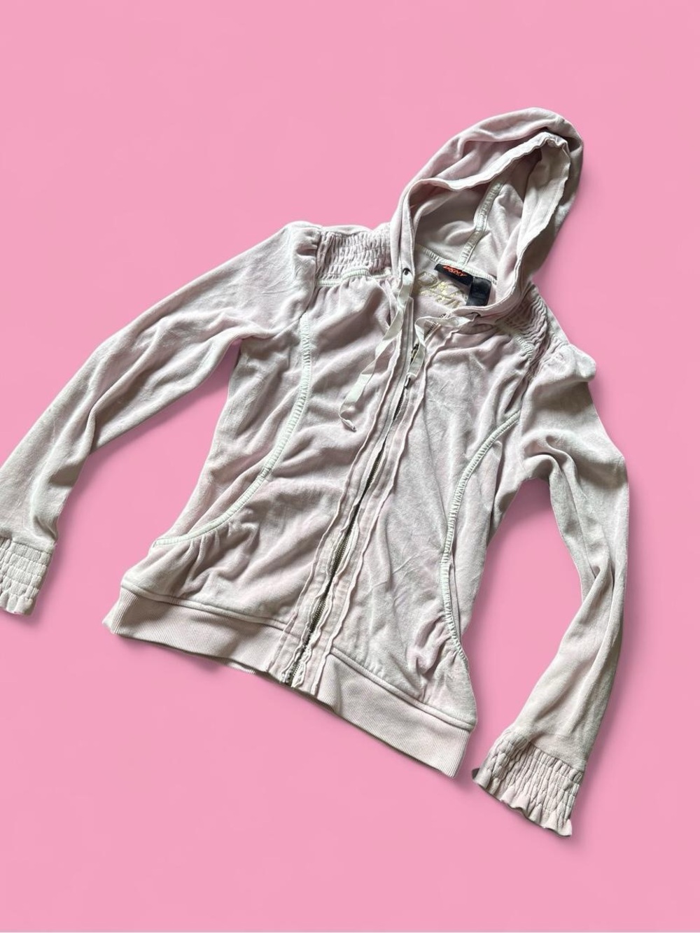 Y2K DKNY sport Lightweight Hooded Zip Jacket - Pale Pink